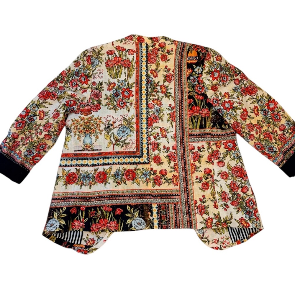 Patchwork Floral Open-Front Blazer Jacket - image 2